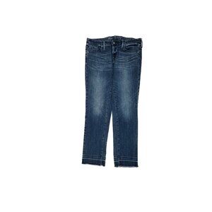 Mossimo Mid Rise Straight Raw Hem Women's size 8 Dark Wash Blue Denim Jeans